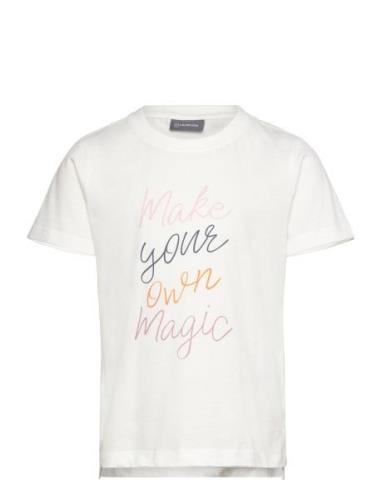 T-Shirt W. Print -S/S, Cotton Tops T-Kortærmet Skjorte White Color Kid...