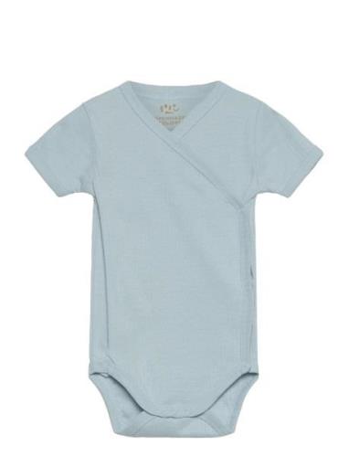 Baby Rib Jersey Body Crossover W. Ss Bodies Wrap Bodies Blue Copenhage...