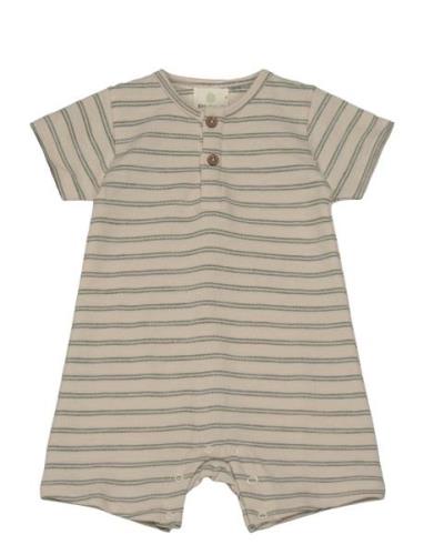 Playsuit Ss Stripes Bodysuits Short-sleeved Beige En Fant