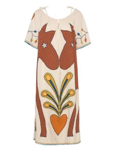 Embroidered Strap Midi Dress Knælang Kjole Multi/patterned Stella Nova