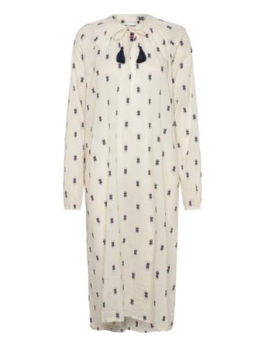 Punjabll Midi Dress Ls Knælang Kjole Cream Lollys Laundry