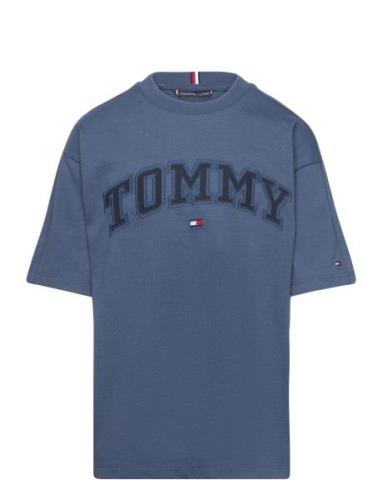 Varsity Embroidery Tee Ss Tops T-Kortærmet Skjorte Blue Tommy Hilfiger