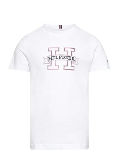 H Print Regular Tee Ss Tops T-Kortærmet Skjorte White Tommy Hilfiger