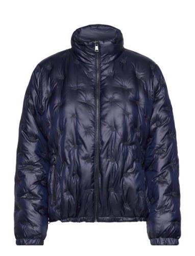 Logo Quilted Funnelneck Down Coat Foret Jakke Navy Lauren Ralph Lauren