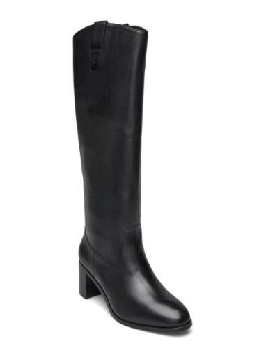 Carla Burnished Leather Ridingtk! Boot Lange Støvler Black Lauren Ralp...