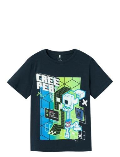 Nkmjoshi Minecraft Ss Top Box Bfu Tops T-Kortærmet Skjorte Blue Name I...