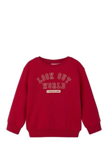 Nmnlew Ls Nreg Swe Bru Tops Sweatshirts & Hoodies Sweatshirts Red Name...