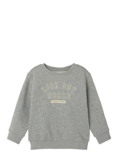 Nmnlew Ls Nreg Swe Bru Tops Sweatshirts & Hoodies Sweatshirts Grey Nam...