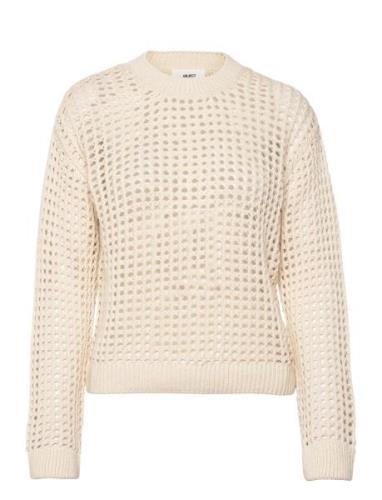 Objcharlie L/S Knit Pullover Noos Tops Knitwear Jumpers Cream Object