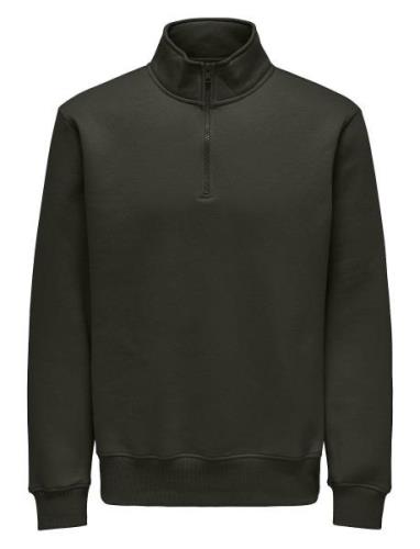 Onsconnor Reg 1/4 Zip Sweat Tops Sweatshirts & Hoodies Sweatshirts Kha...