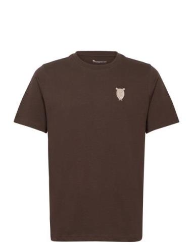 Regular Fit Owl Chest Embroidery T- Tops T-Kortærmet Skjorte Brown Kno...