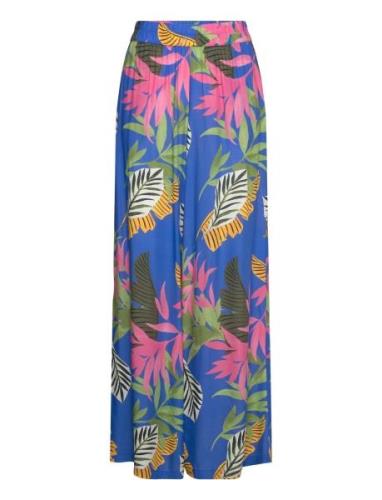 Tropical Party Bottoms Trousers Wide Leg Blue Desigual