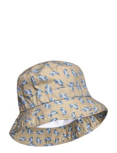 Bucket Hat W/Print Accessories Headwear Hats Bucket Hats Beige Melton