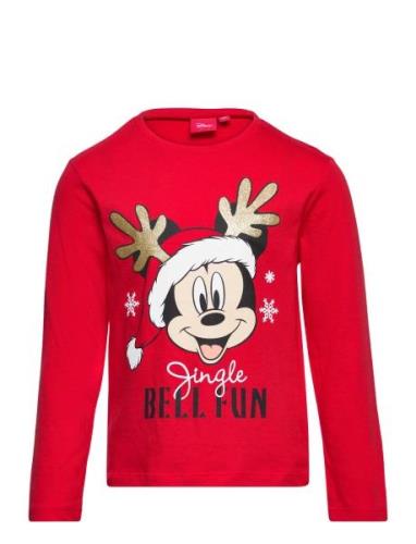 Tshirt Tops T-shirts Long-sleeved T-Skjorte Red Mickey Mouse