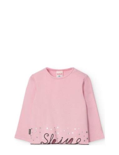 Knit T-Shirt For Baby -Bci Tops T-shirts Long-sleeved T-Skjorte Pink B...