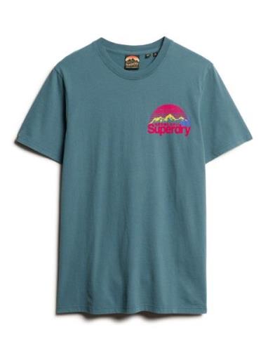 Great Outdoor Chest Graphc Tee Tops T-Kortærmet Skjorte Blue Superdry