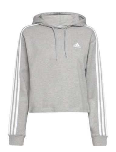 Essentials 3-Stripes French Terry Crop Hoodie Sport Sweatshirts & Hood...