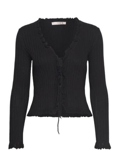 Fabian Tie Cardigan Tops Knitwear Cardigans Black A-View