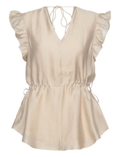 Zaria Gisla Blouse Tops Blouses Short-sleeved Beige Bruuns Bazaar