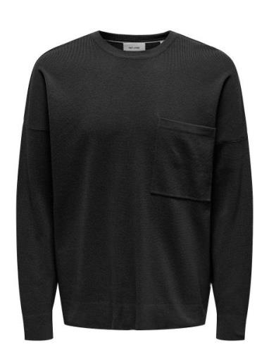 Onslamai Ovz 12 Ls Pocket Crew Knit Tops Knitwear Round Necks Black ON...