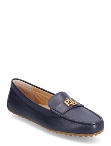 Barnsbury Nappa Leather Driver Loafers Flade Sko Navy Lauren Ralph Lau...