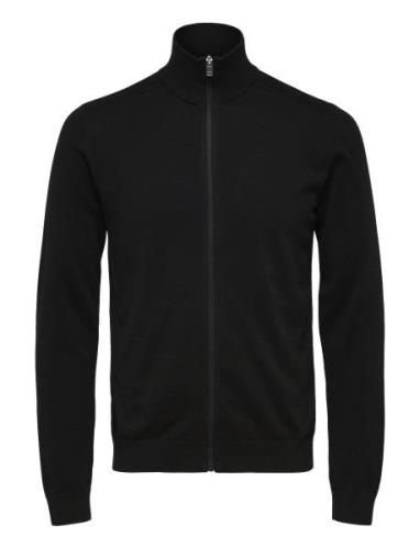 Slhberg Full Zip Cardigan Noos Tops Knitwear Full Zip Jumpers Black Se...