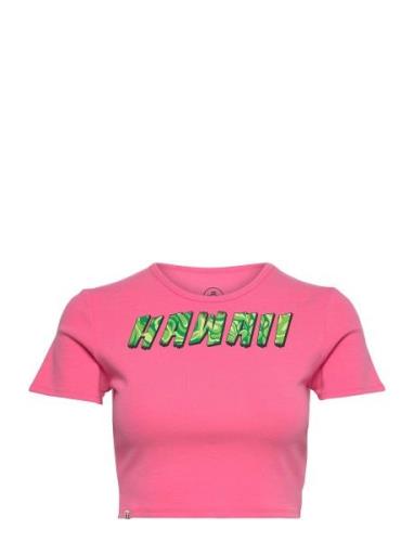 T-Shirt Tops Crop Tops Short-sleeved Crop Tops Pink Barbara Kristoffer...