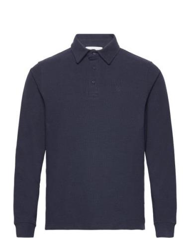 Sebastian Polo Sweat With Emb. Tops Polos Long-sleeved Navy Casual Fri...