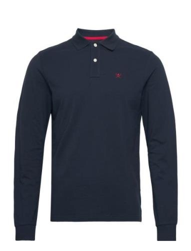 Slim Fit Logo Ls Tops Polos Long-sleeved Navy Hackett London