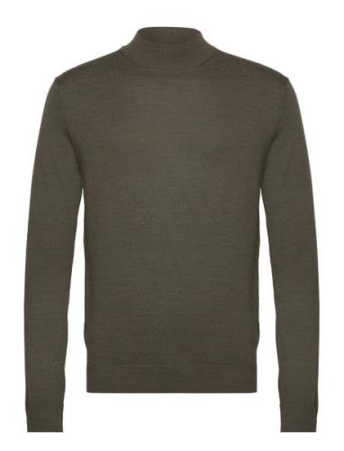 Slhtown Merino Coolmax Knit Mock B Noos Tops Knitwear Turtlenecks Khak...