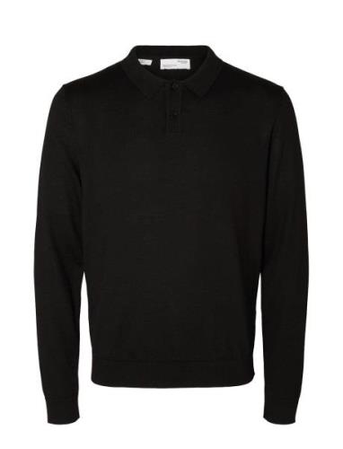 Slhtown Merino Coolmax Knit Polo Noos Tops Knitwear Long Sleeve Knitte...