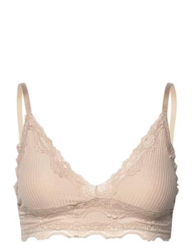 Silk Bra W/Lace Lingerie Bras & Tops Soft Bras Non Wired Bras Beige Ro...