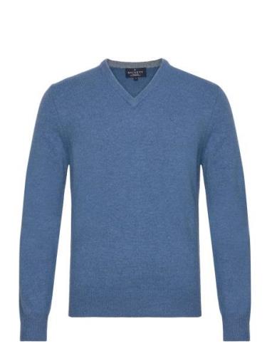 Lambswool V Neck Tops Knitwear V-necks Blue Hackett London