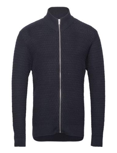 Zip Structure Cardigan Tops Knitwear Full Zip Jumpers Navy Lindbergh