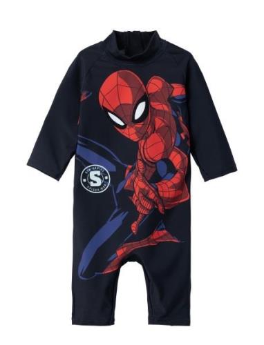 Nmmmoth Spiderman Ls Uv Suit Mar Swimwear Uv Clothing Uv Suits Navy Na...