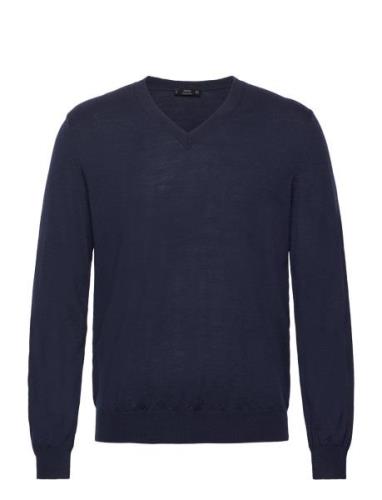 100% Merino Wool V-Neck Sweater Tops Knitwear V-necks Navy Mango