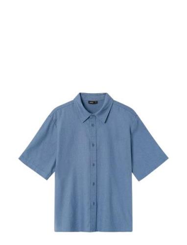 Nlnhill Ss Linen Shirt Tops Shirts Short-sleeved Shirts Blue LMTD