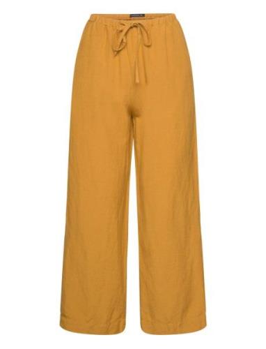 Trousers Bella Linen Cropped Bottoms Trousers Linen Trousers Yellow Li...