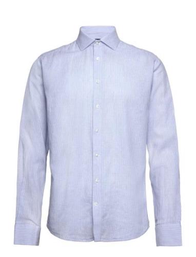 Bs Anthony Casual Modern Fit Shirt Tops Shirts Linen Shirts Blue Bruun...