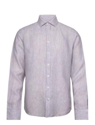 Bs Perth Casual Slim Fit Shirt Tops Shirts Linen Shirts Grey Bruun & S...