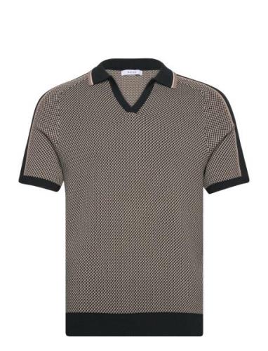 Brunswick Designers Knitwear Short Sleeve Knitted Polos Green Reiss