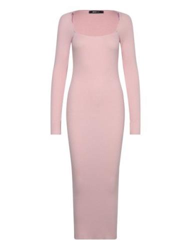 Knitted Midi Dress Knælang Kjole Pink Gina Tricot