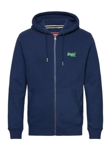 Essential Logo Zip Hoodie Tops Sweatshirts & Hoodies Hoodies Navy Supe...