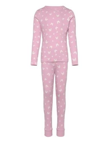 Nmfnightset Pink Butterfly Rib Noos Pyjamassæt Pink Name It