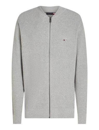 Structure Baseball Zip Through Tops Knitwear Full Zip Jumpers Grey Tom...