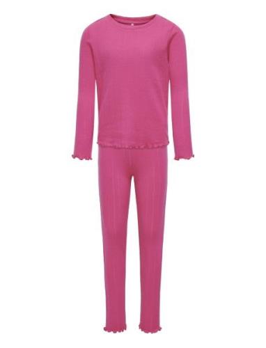 Kogmunte Loungewear L/S Pant Set Jrs Pyjamassæt Pink Kids Only