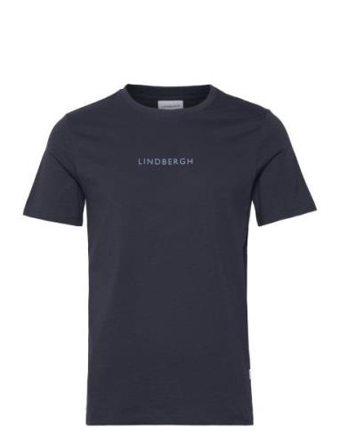 Lindbergh Print Tee S/S Tops T-Kortærmet Skjorte Navy Lindbergh