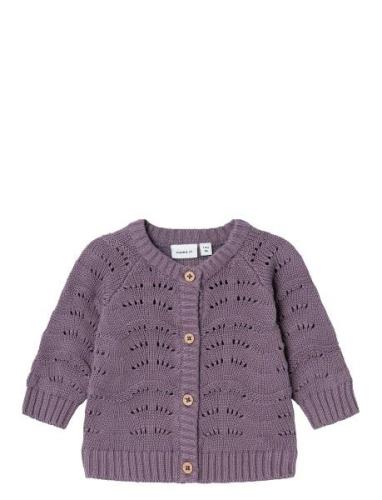 Nbfnesanne Ls Short Knit Card Tops Knitwear Cardigans Purple Name It