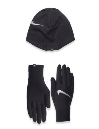 Nike Mens Ess Running Hat And Glove Set Accessories Headwear Beanies B...