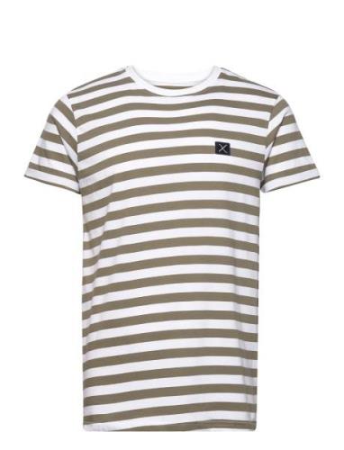 Basic Striped Tee Ss Tops T-Kortærmet Skjorte Green Clean Cut Copenhag...